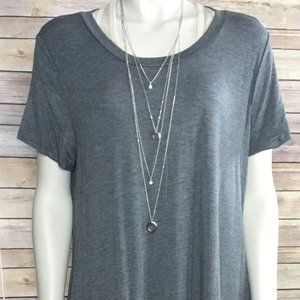 Solid Charcoal Short Sleeve Dress with pockets